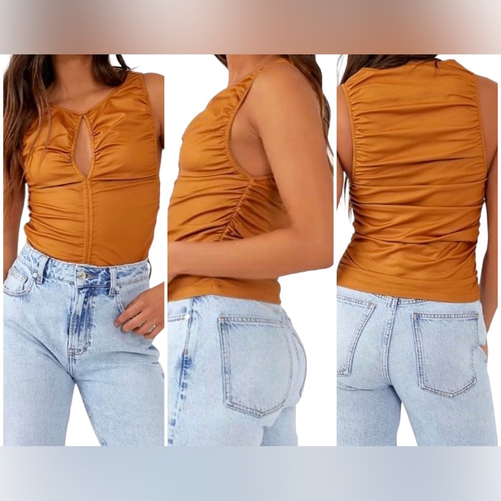Free People Ride Along Ruched Crop Tank Top Size Small - Picture 16 of 16